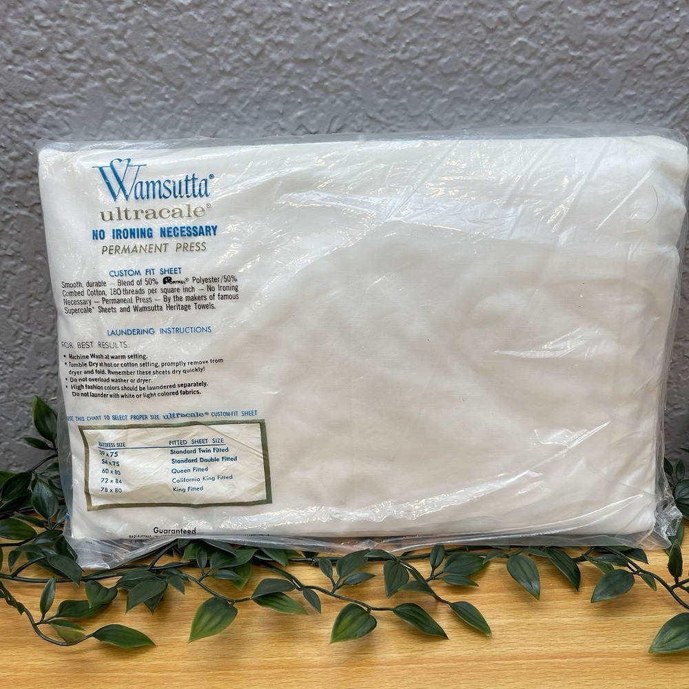 Vintage Wamsutta Ultracale White Double Fitted Sheet 54x75 50/50 Cotton Poly NOS - Picture 2 of 7